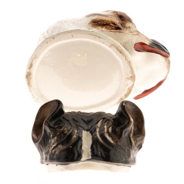 Antique Victorian Hand Painted Bulldog Tobacco Porcelain Ceramic Jar 19th Century photo furniture