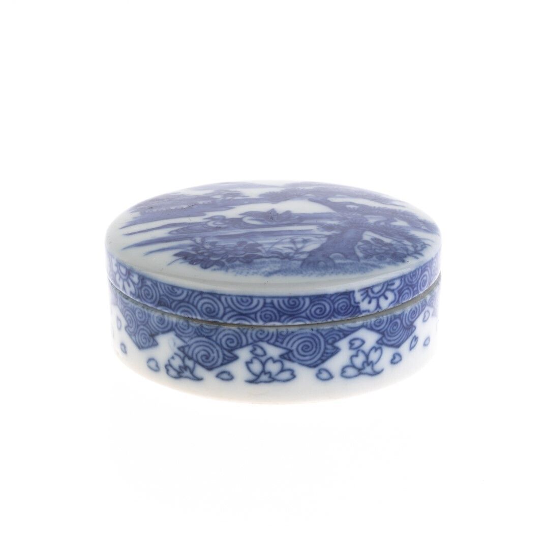 Blue And White Chinese Porcelain Ceramic Lidded Box Depicting Ducks In A Landscape photo furniture