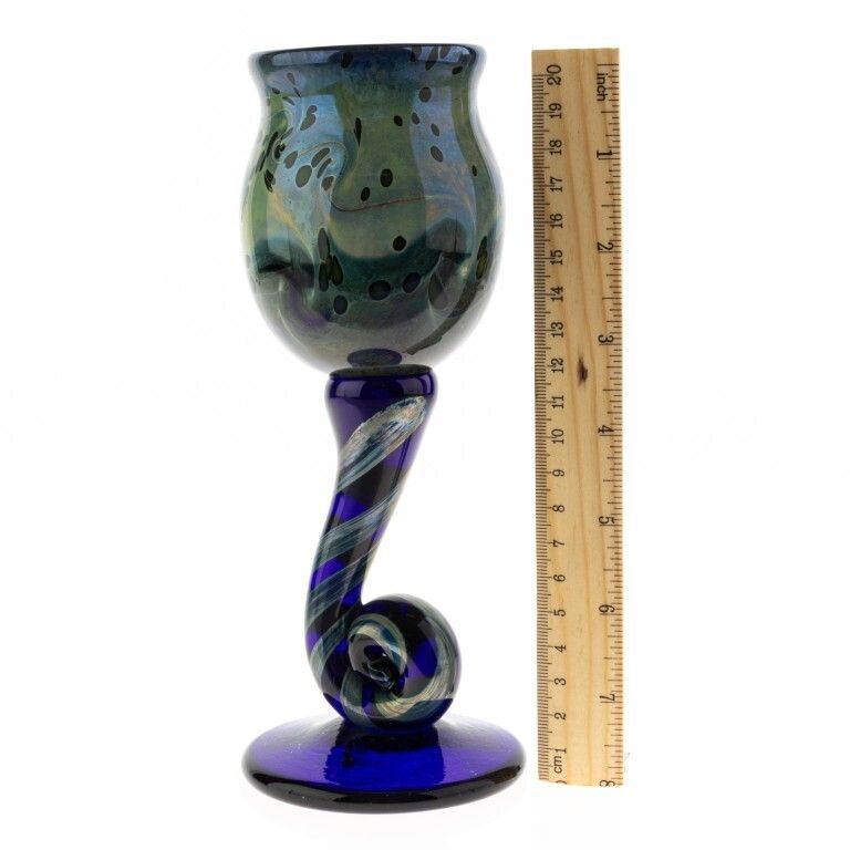 Loetz Style Signed Keith Bowlby Iridescent Hand Blown Studio Glass Vase photo for sale