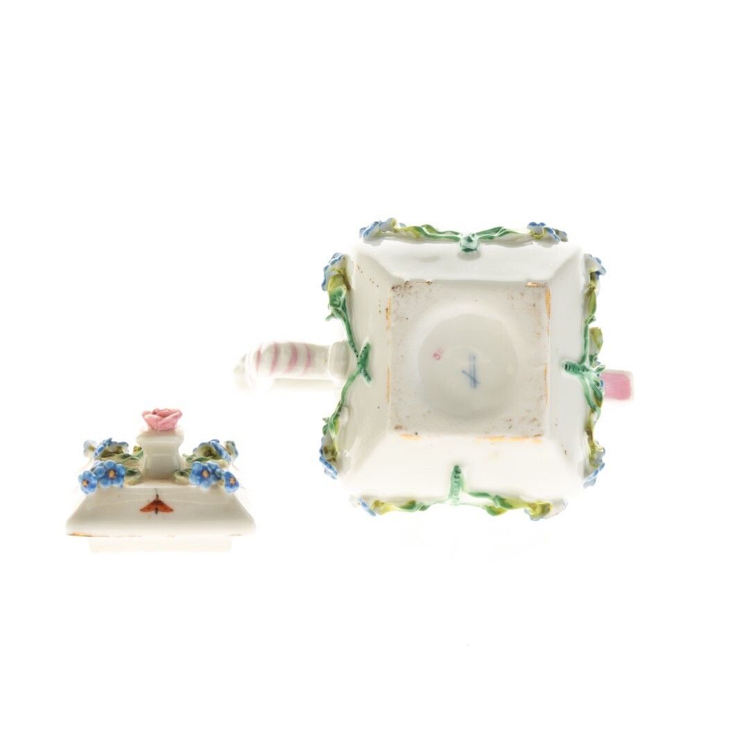 Antique Sitzendorf German Antique Hand Painted Porcelain Floral Insects Teapot 19th Century photo furniture