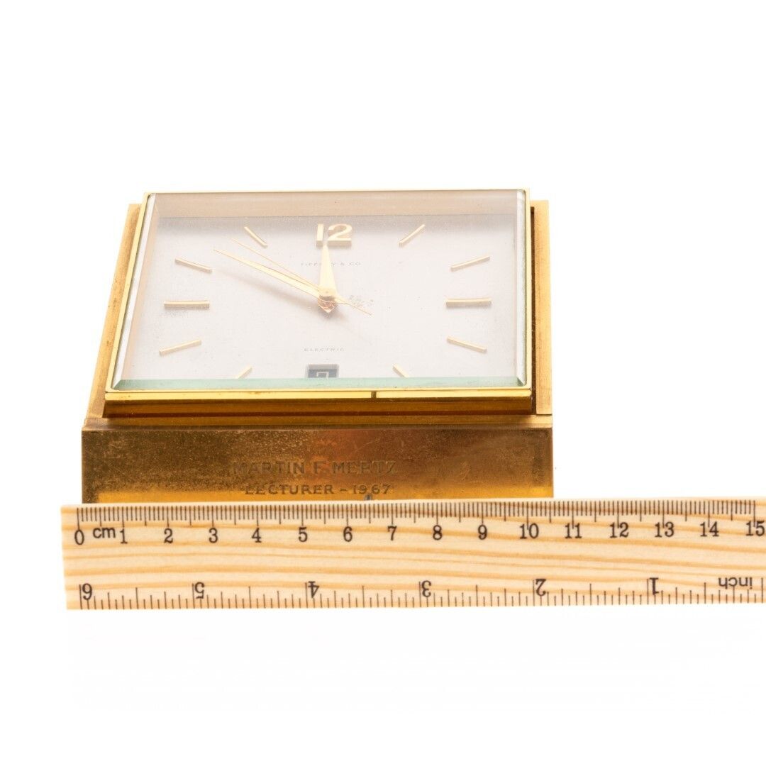 Vintage Tiffany & Co Vintage Brass Desk Date Clock photo Home Decor