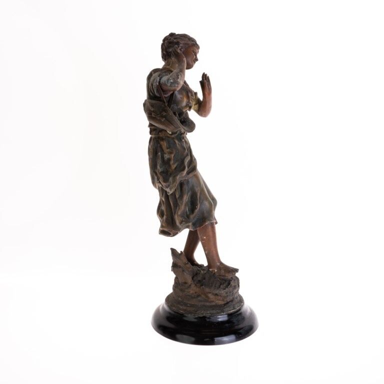 Antique French Bronzed Spelter “Siffleur” Sculpture After Moreau Late 19th Century photo furniture