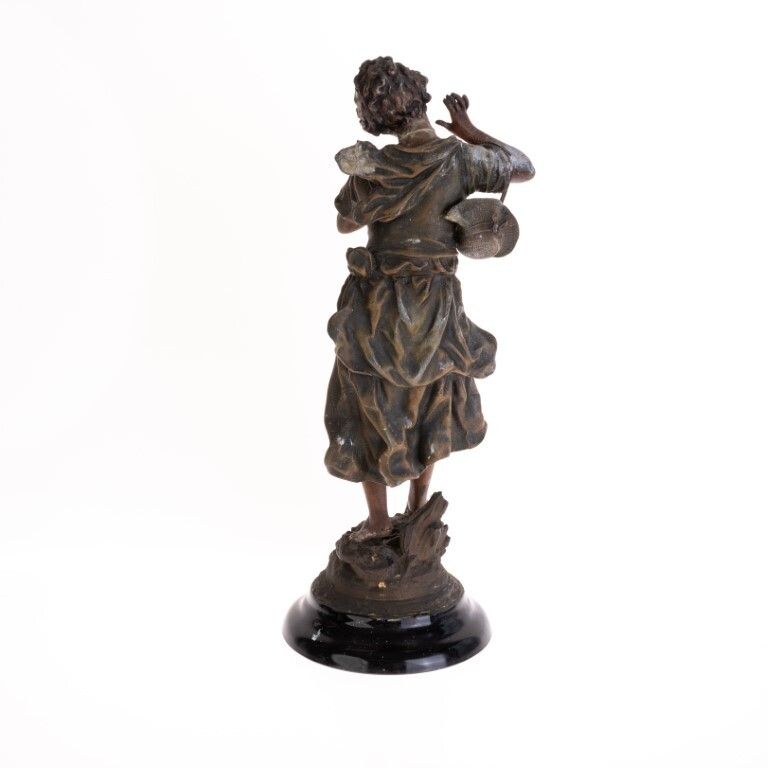 Antique French Bronzed Spelter “Siffleur” Sculpture After Moreau Late 19th Century photo for sale