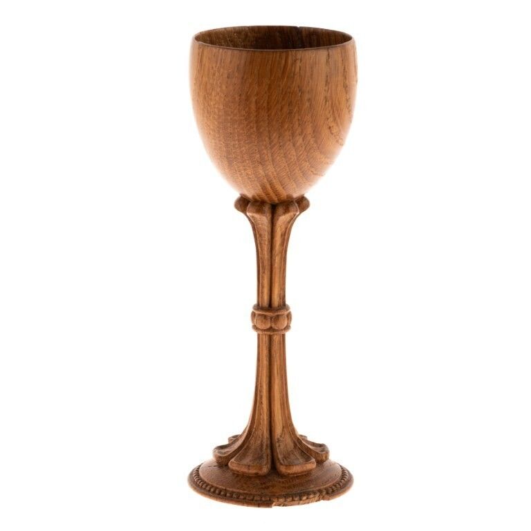 Antique Victorian Gothic Revival Hand Turned Treen Wood Goblet 19th Century