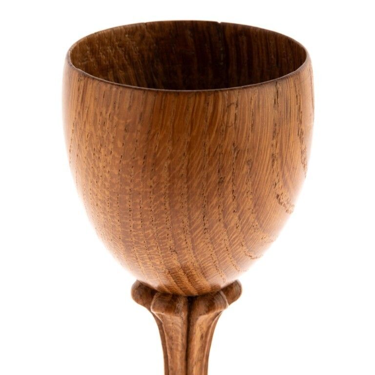 Antique Victorian Gothic Revival Hand Turned Treen Wood Goblet 19th Century photo for sale