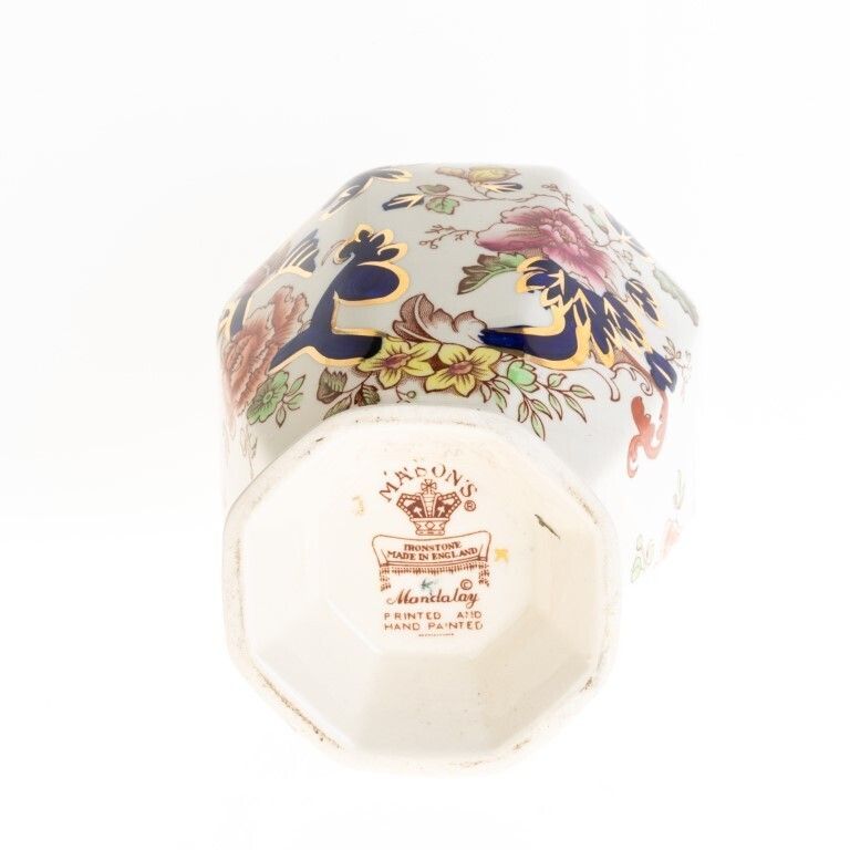 Mid Century Mason’s Ironstone Ceramic Pottery Imari Palette Mandalay Lidded Vase photo vinterior