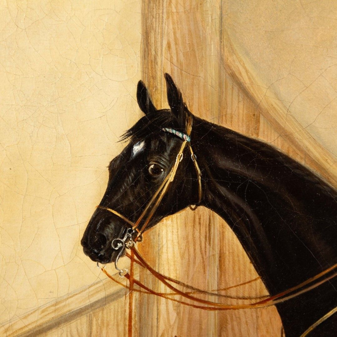 Large Equestrian Horse In Stable English Oil Painting On Canvas photo 2795.0