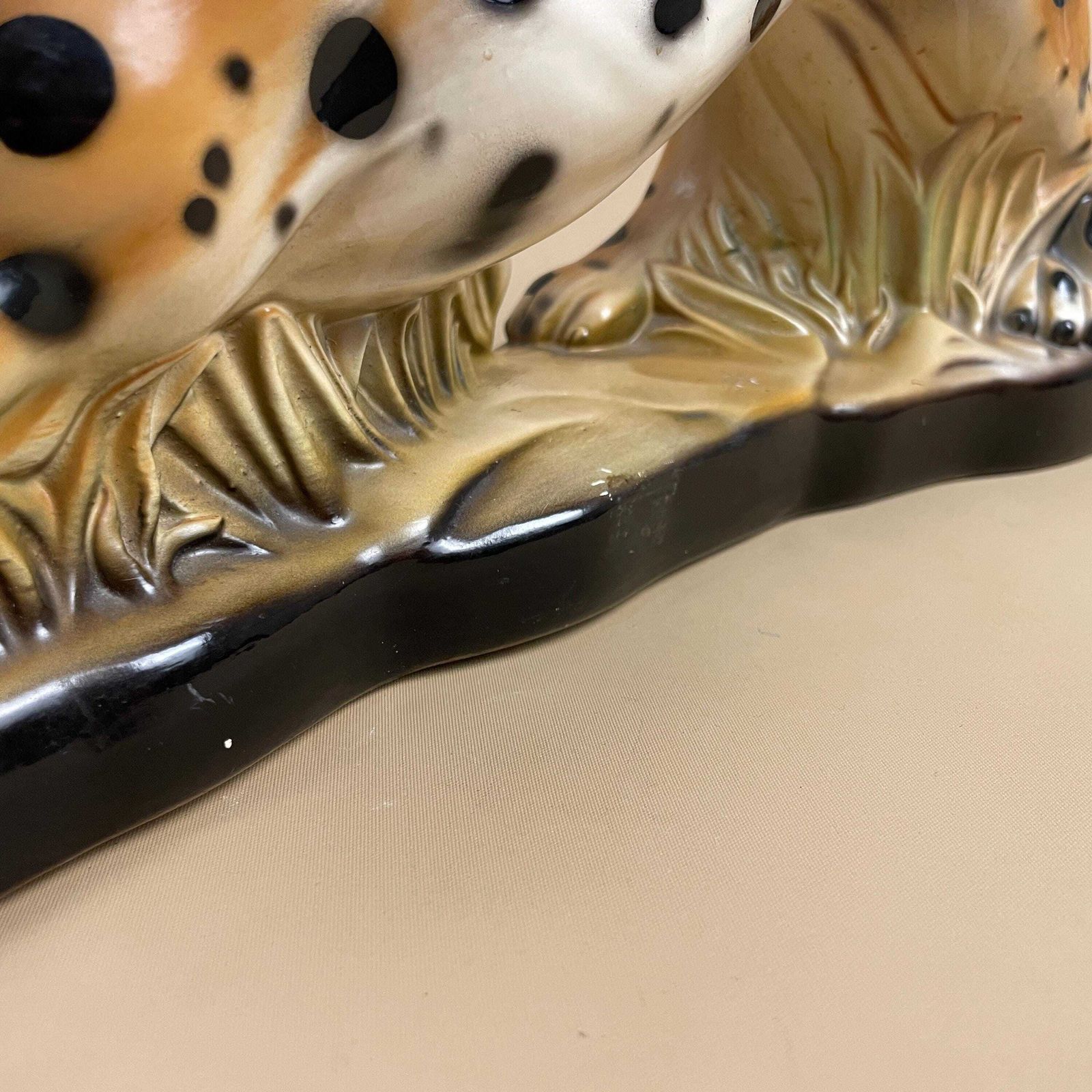 Vintage Ceramic Leopard Ornament Big Cat Display Statue Figurine Maximalist Animal Safari Cheetah Spotted photo 95.0