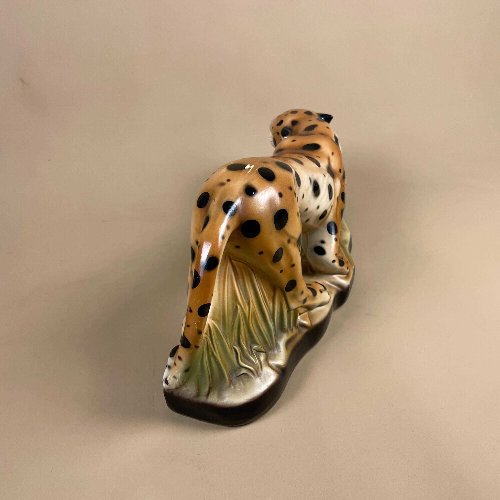 Vintage Ceramic Leopard Ornament Big Cat Display Statue Figurine Maximalist Animal Safari Cheetah Spotted photo vintage