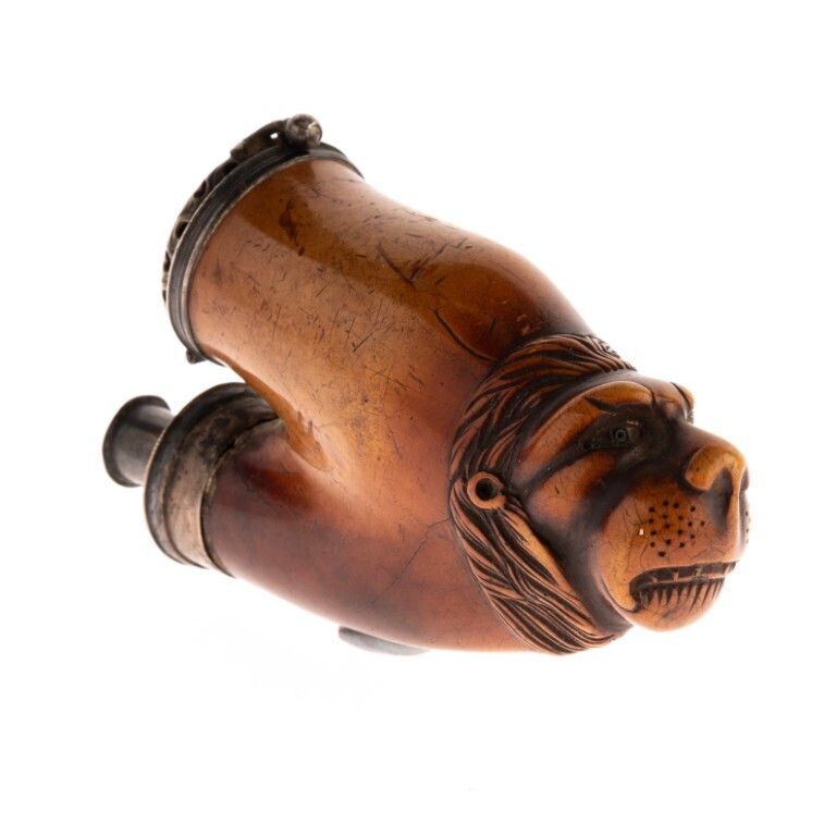 Antique Early 19th Century Carved Meerschaum Tobacco Smoking Pipe With Lion Head photo Art