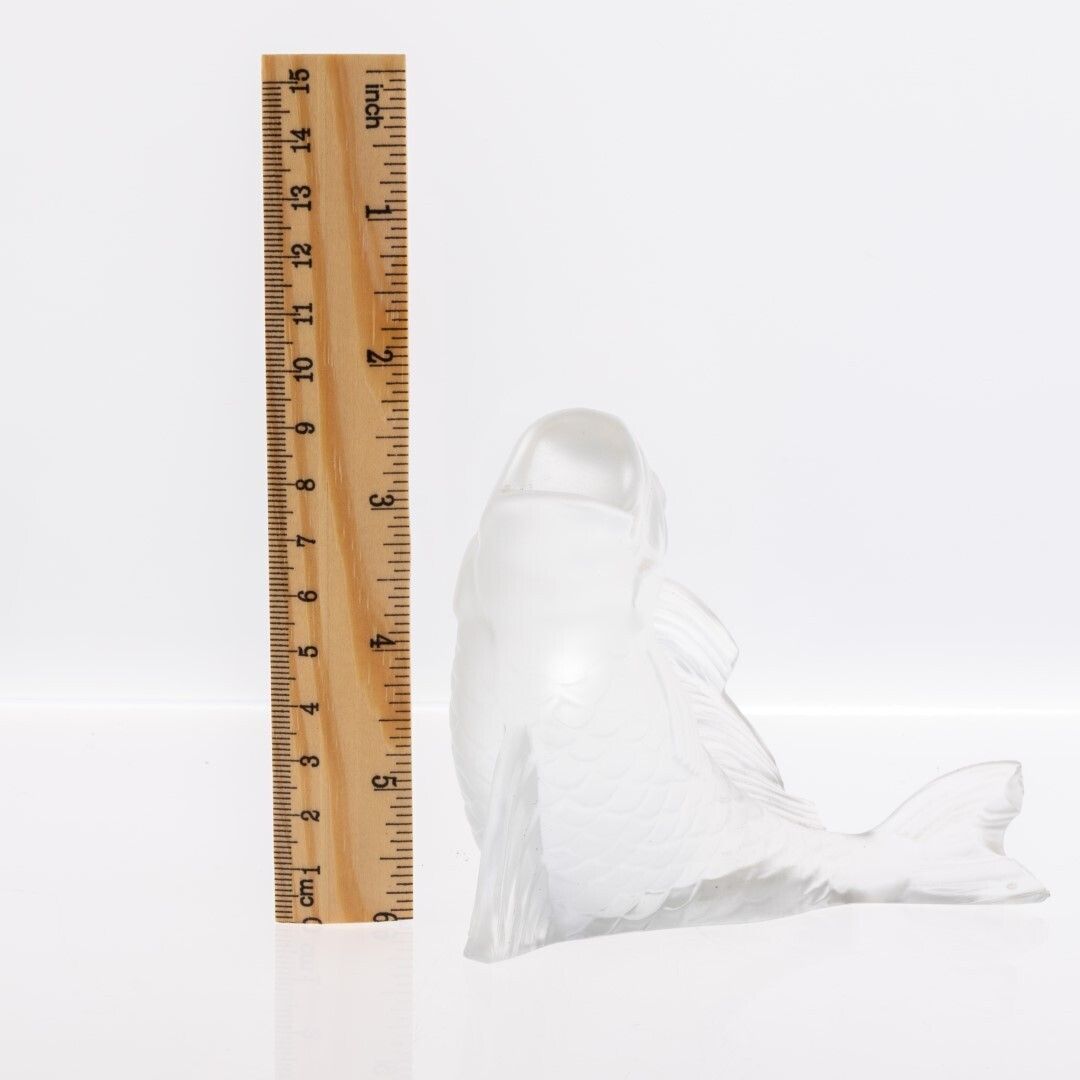 Baccarat Frosted Glass Carp French Paperweight Sculpture photo Home Decor
