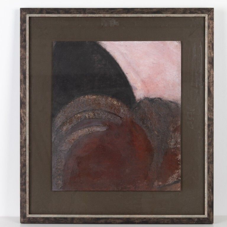 Mid Century Abstract Mixed Media Oil Painting