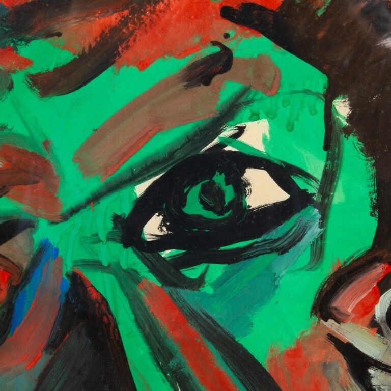 Mid Century Abstract Portrait Oil Painting photo Art