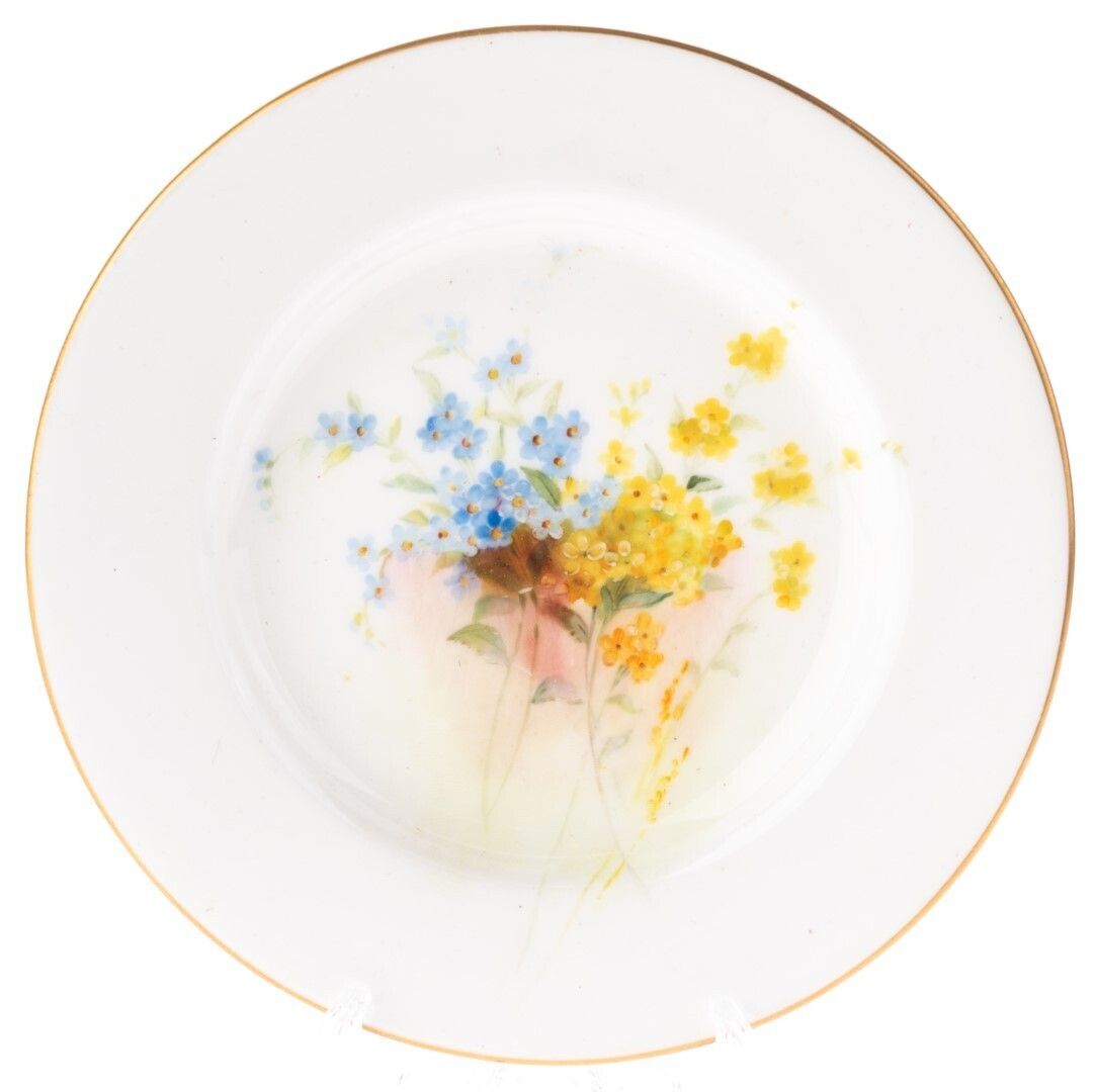 Antique Royal Worcester Hand Painted Porcelain Art Nouveau Floral Plate