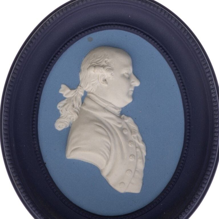 Wedgwood Blue Jasperware Ceramic Porcelain Thomas Bentley Portrait Medallion Plaque photo furniture