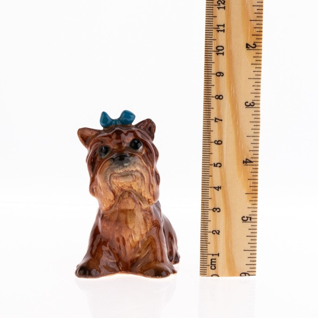 Art Deco Goebel German Hand Painted Porcelain Ceramic Yorkshire Terrier Dog Figure photo for sale