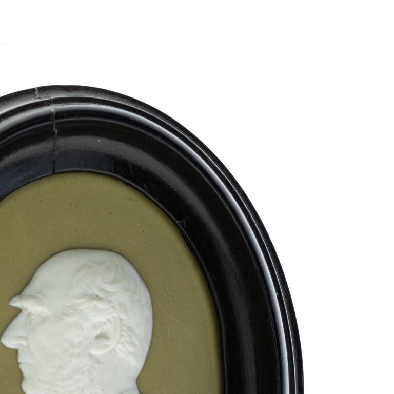 Antique Wedgwood Framed Green Jasperware Ceramic Porcelain Sir Joseph Dalton Portrait Medallion photo Art