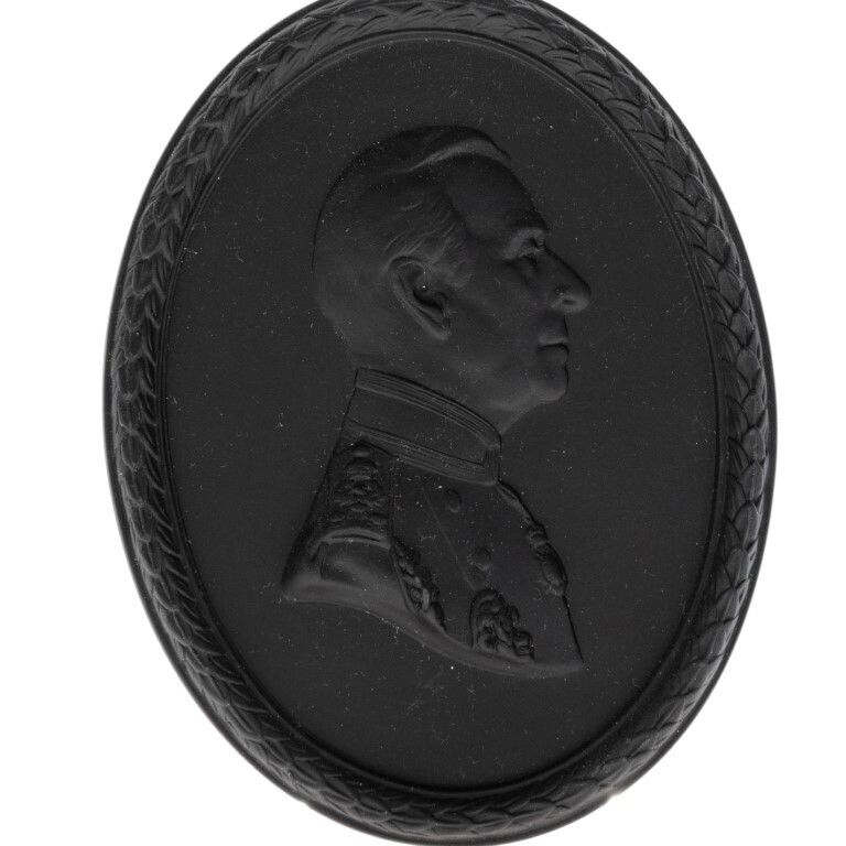 Wedgwood Black Basalt Jasperware Ceramic Porcelain Earl Mountbatten Of Burma Portrait Medallion photo furniture