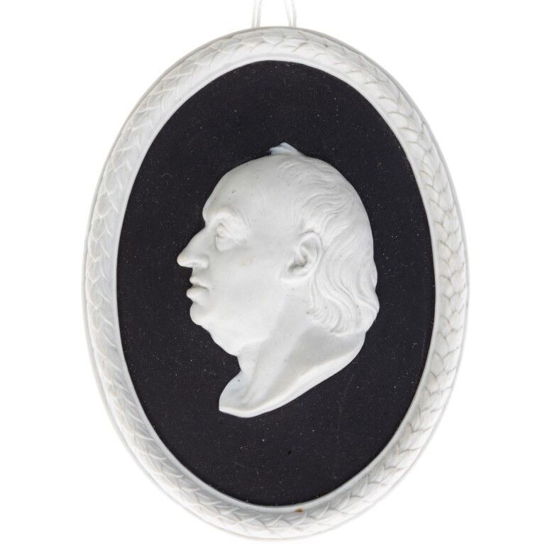 Wedgwood Black Basalt Jasperware Ceramic Porcelain DR Samuel Johnson Portrait Medallion photo furniture