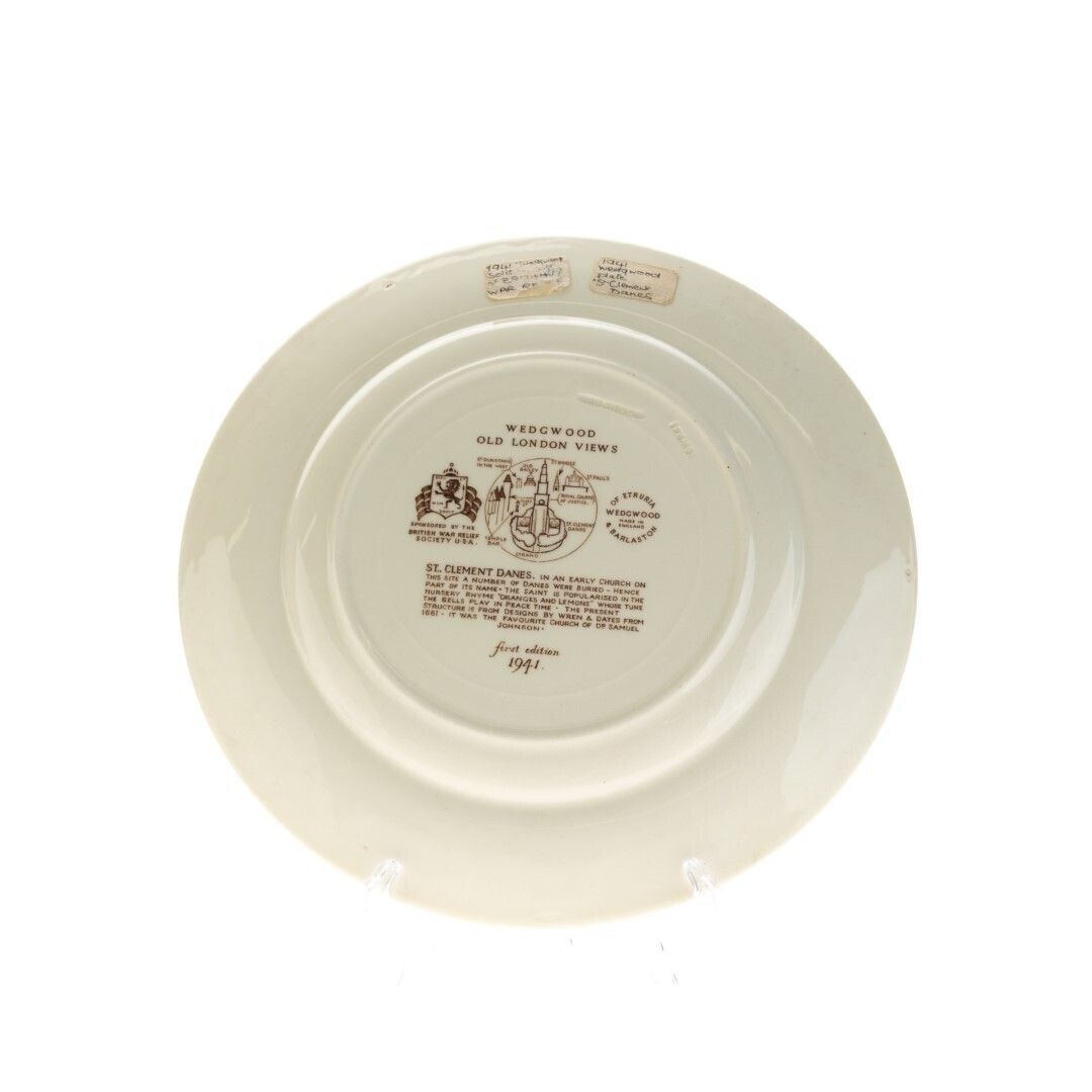 Late Art Deco Wedgwood Creamware Ceramic Pottery “Old London Views – St Clement Danes” Plate photo furniture
