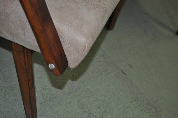Wood Armchairs In Brown Faux Leather From Cesky Nabytek, Czechoslovak, 1960s, Set Of 2 photo Furniture