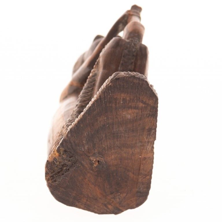 African Wood Carving Pipe Smoking Ancestor Figure, Luba, Congo photo furniture