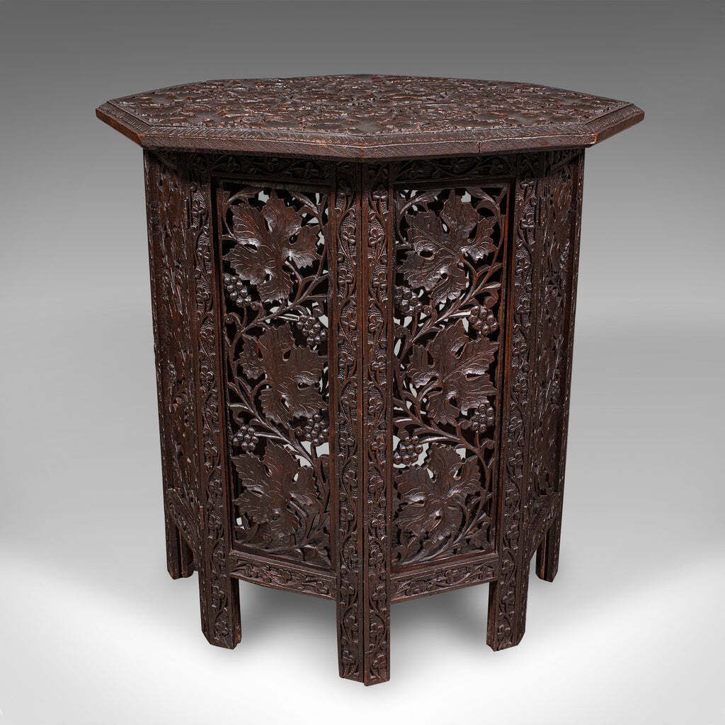Antique Campaign Tea Table, Anglo Indian Teak, Folding, Serving, Victorian, 1900 photo 1325.0