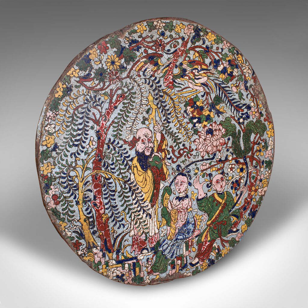 Antique Display Plate, Oriental, Cloisonne Plaque, Qing Dynasty, Georgian, 1750 photo vintage