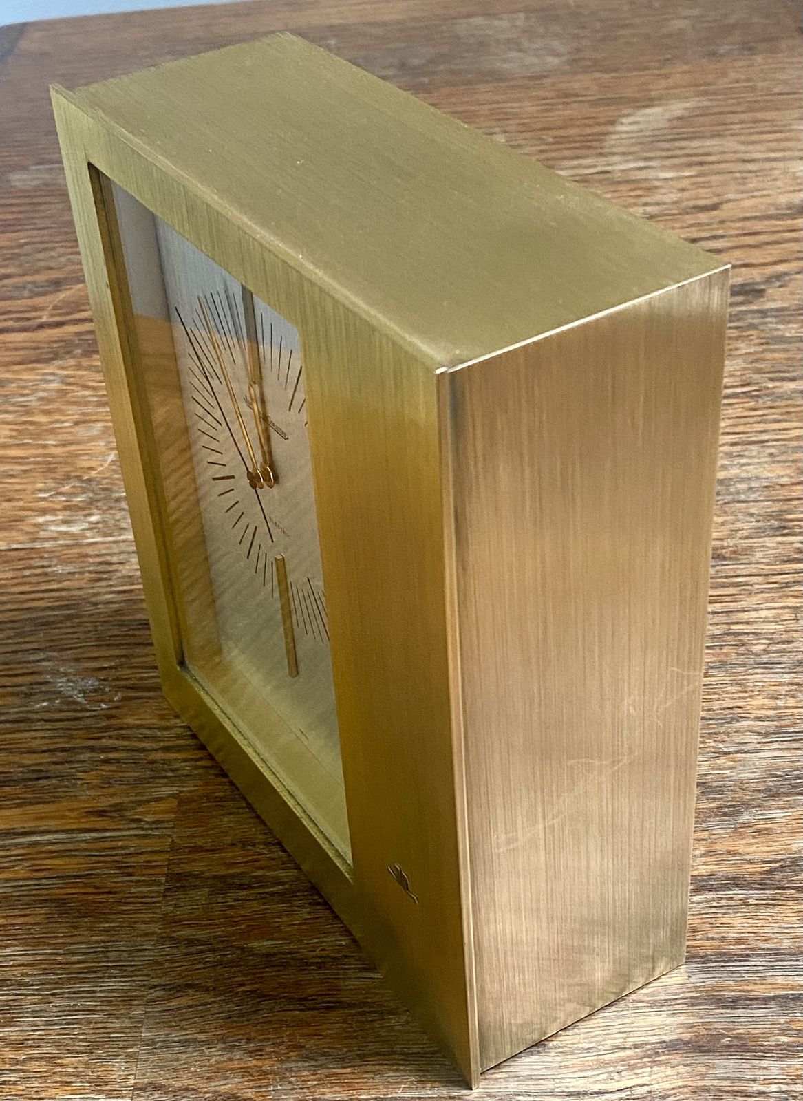 899.0 Jaeger Lecoultre 5051 Jlc Jaeger Art Deco Swiss Large Mantel Table Clock Gold Gilt Brass Reverso Polaris Master Control Jaeger Le Coultre Lic Ato 1970 photo