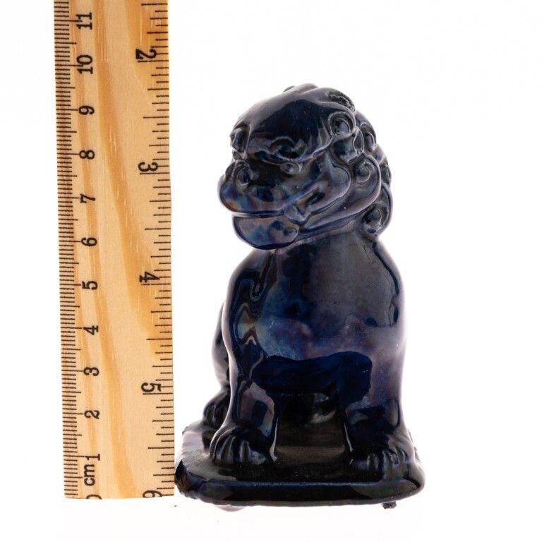 Antique Chinese Glazed Blue Pottery Ceramic Foo Dragon Figure 19th Century photo furniture