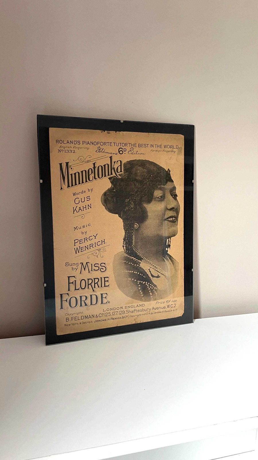 1923 Vintage Sheet Music “Minnetonka” Sung By Miss Florrie Forde – Art Deco Cover Design