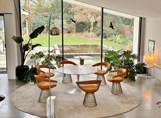 Nickel Plated Armchairs By Warren Platner For Knoll Inc / Knoll International With Hallingdal Upholstery From Kvadrat, 1960s, Set Of 6