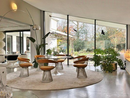 Nickel Plated Armchairs By Warren Platner For Knoll Inc / Knoll International With Hallingdal Upholstery From Kvadrat, 1960s, Set Of 6 photo furniture