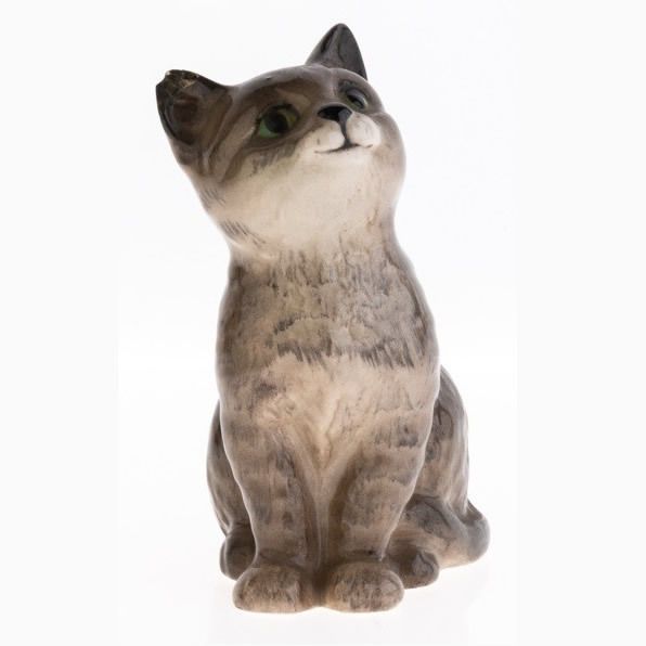 Mid Century Beswick Hand Painted Porcelain Ceramic Pottery Seated Tabby Cat Figure