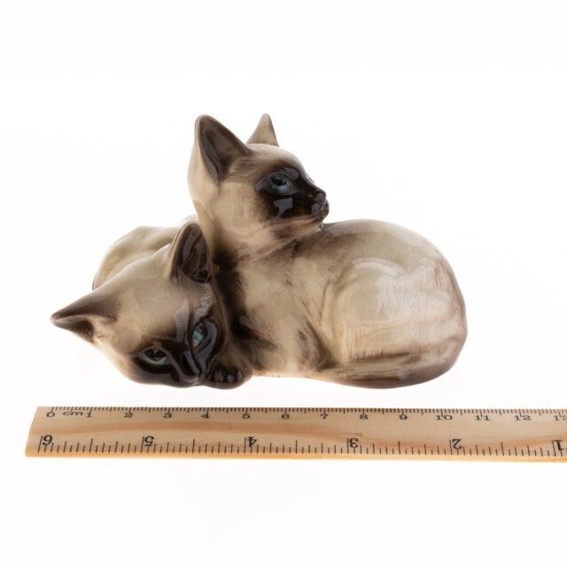 Mid Century Beswick Hand Painted Porcelain Ceramic Pottery Siamese Cats Figure Group photo for sale