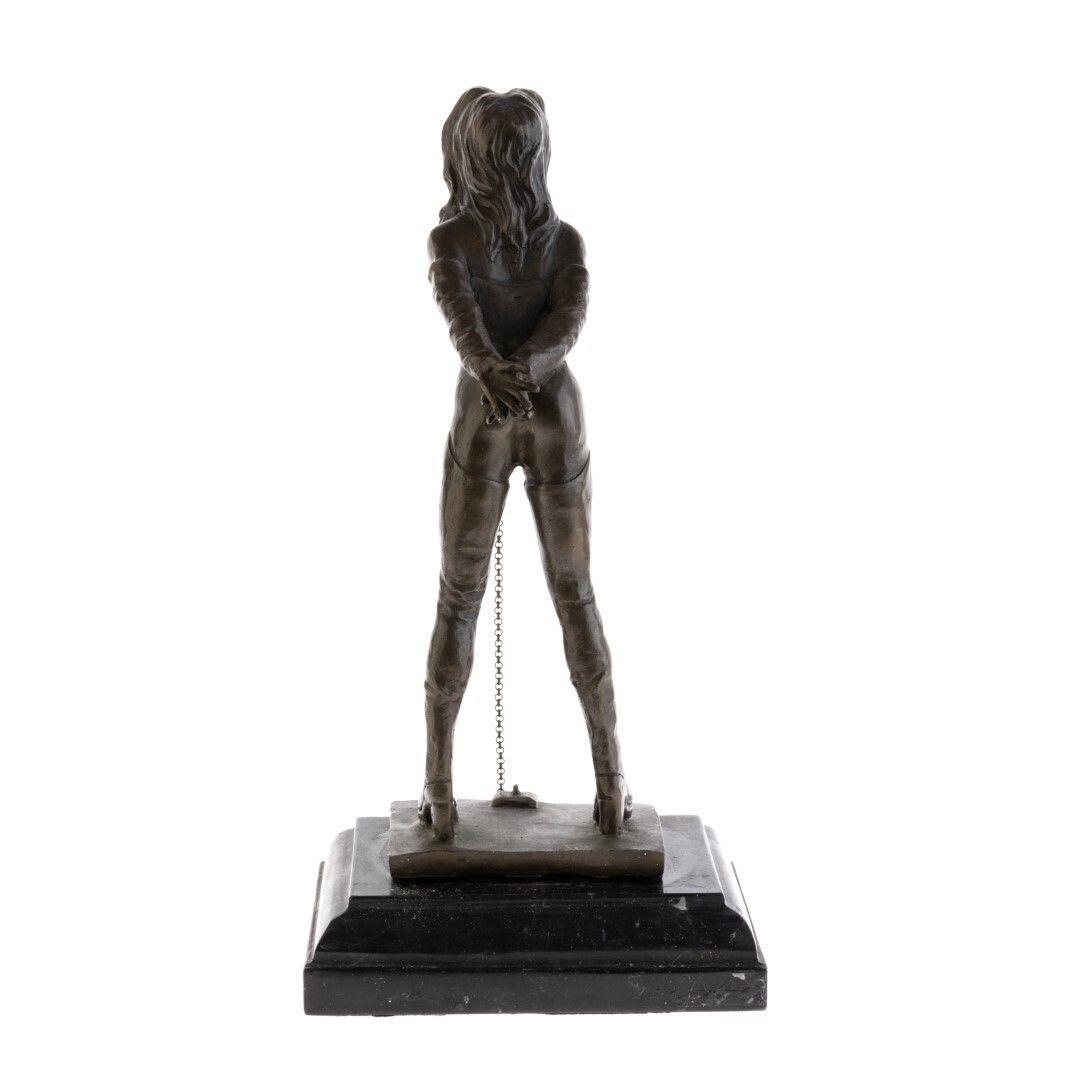 Erotic Patinated Bronze Sculpture On Marble Base photo furniture