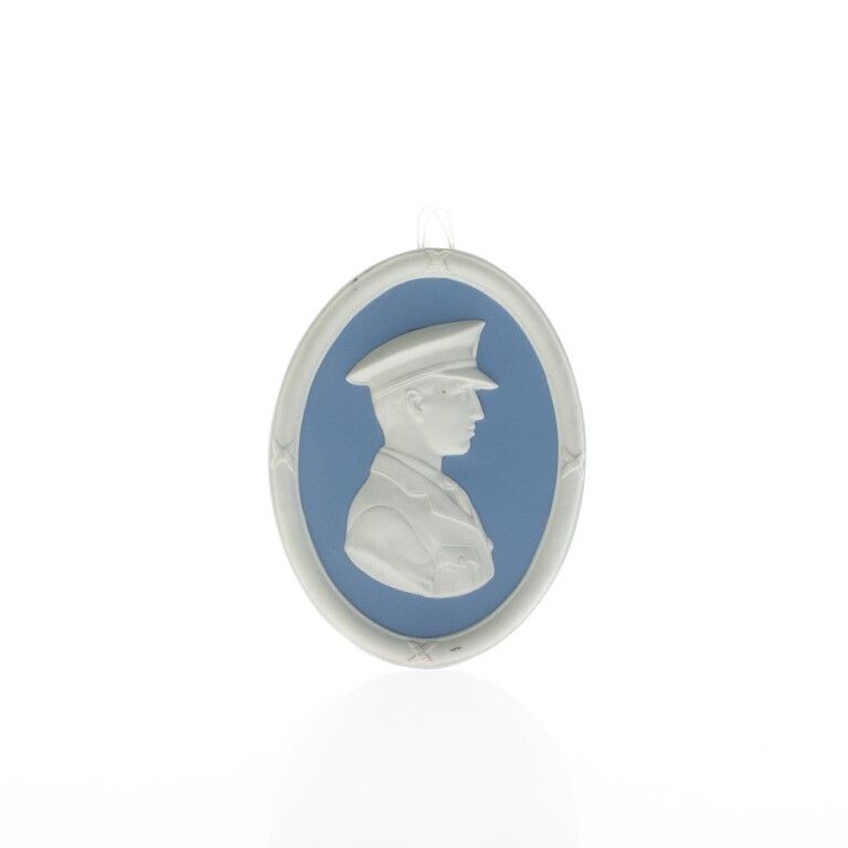 Wedgwood Blue Jasperware Ceramic Porcelain Sir John William Alcock Portrait Medallion Plaque