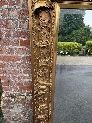 A Spectacular Large Antique English 19th Century Gilt Ornate Framed Mirror. photo for sale
