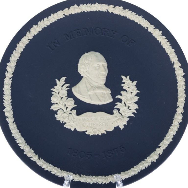 Wedgwood Portland Blue Jasperware Ceramic Porcelain Plate In Memory Of Hans Christian Anderson photo furniture