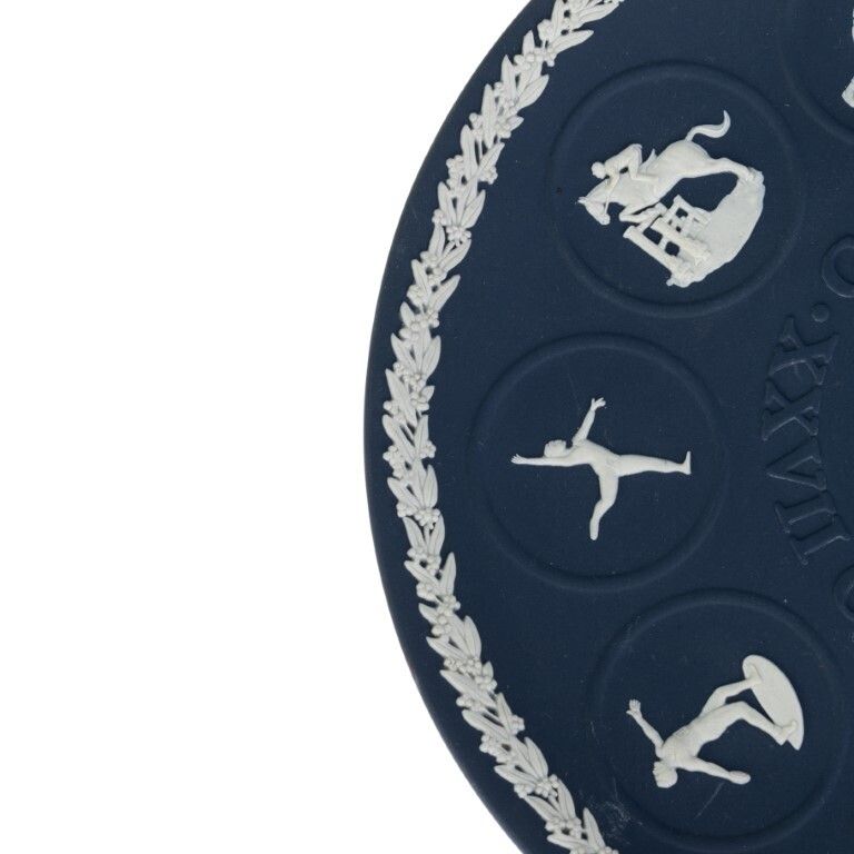 Wedgwood Portland Blue Jasperware Ceramic Porcelain Plate 1976 Montreal Olympics photo for sale