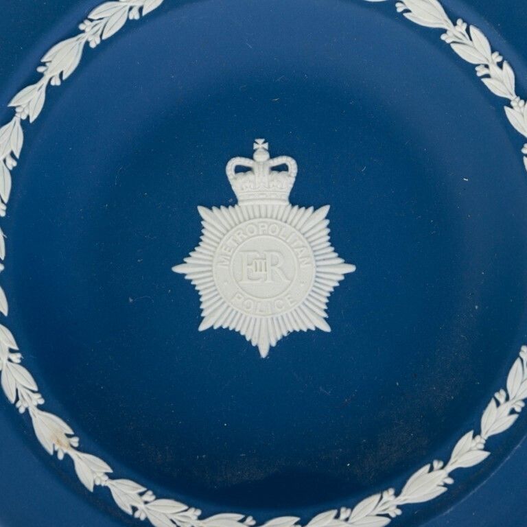Wedgwood Portland Blue Jasperware Ceramic Porcelain Metropolitan Police Bas Relief Plate photo furniture