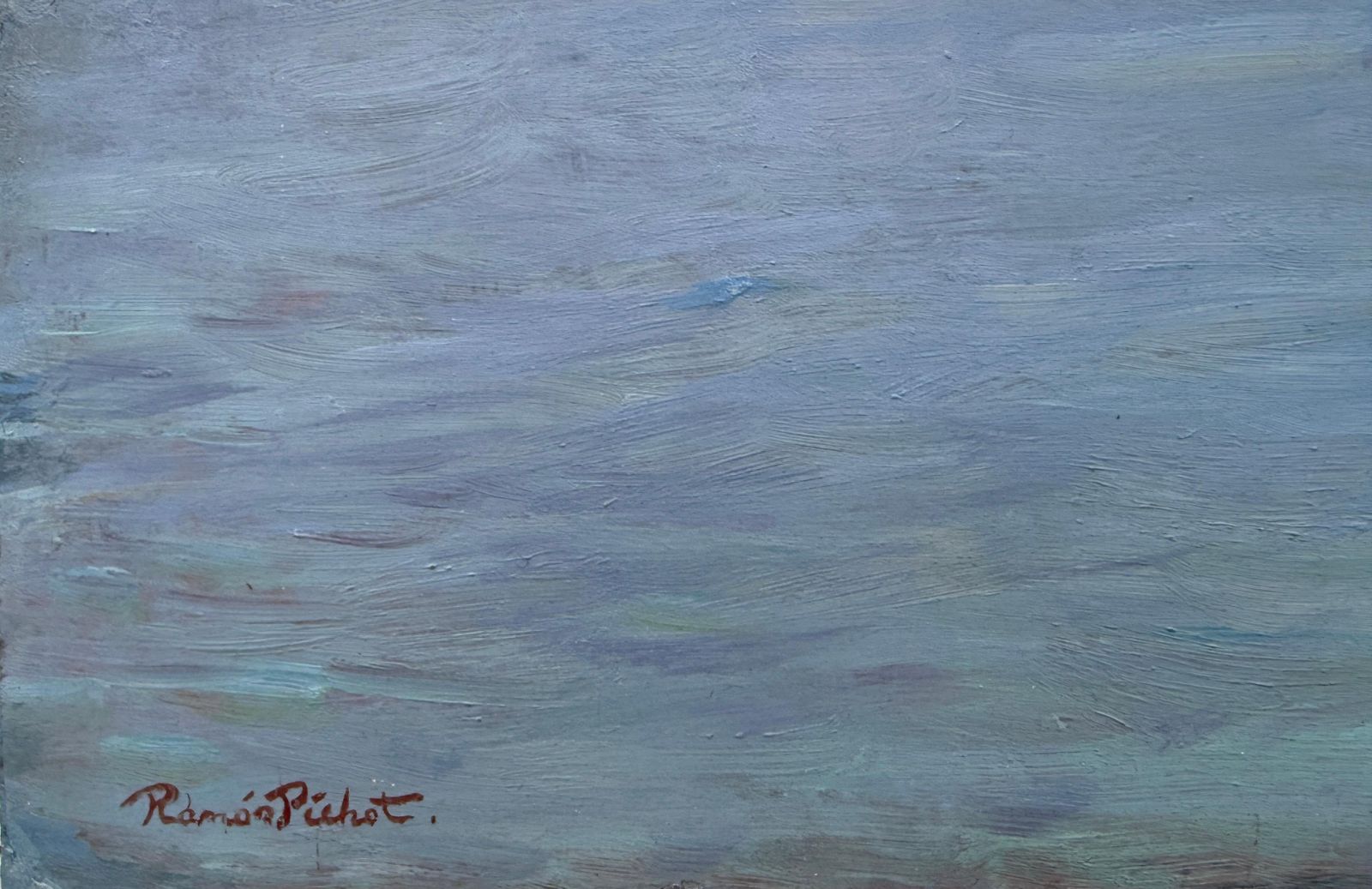 Ramon Pichot I Soler Cadaqués From The Bay Oil On Board Painting Spanish Mediterranean Seascape C.1980 photo furniture