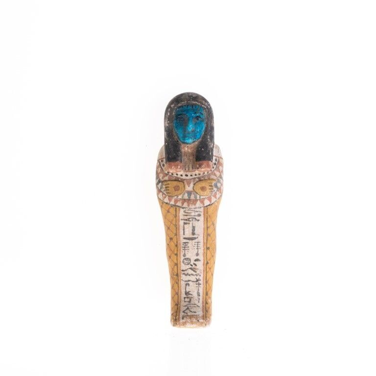 Ancient Egyptian Polychrome Shabti Figure New Kingdom, Ramesside Period (1292 1189 Bc)