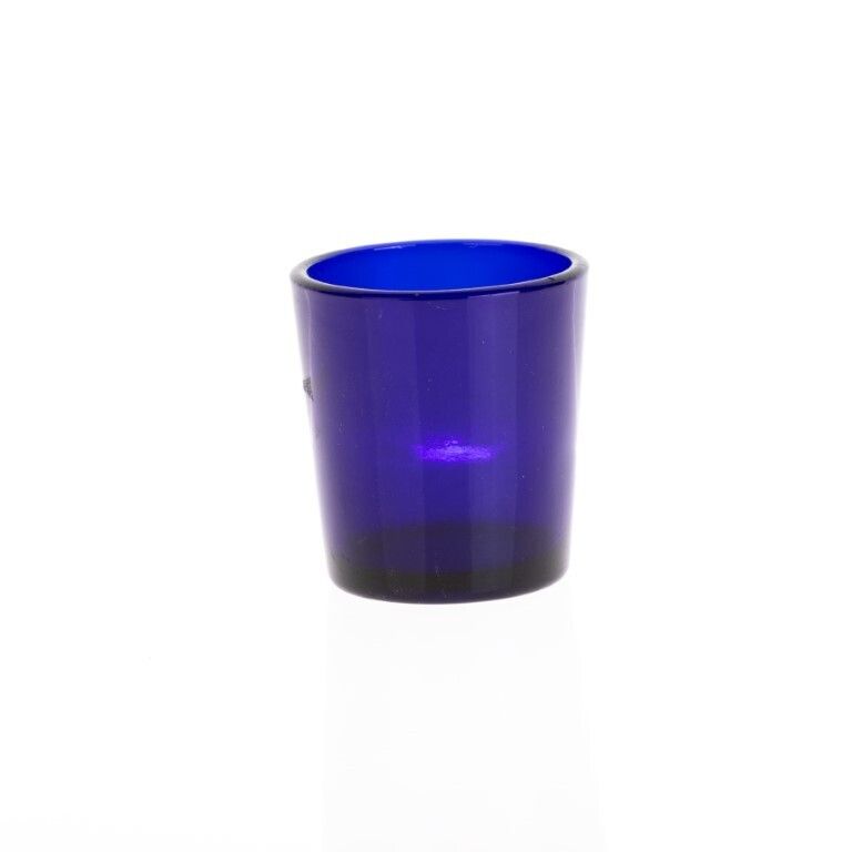 Antique Victorian Cobalt Blue Glass Christening Cup With Etched Cross 19th Century photo Home Decor