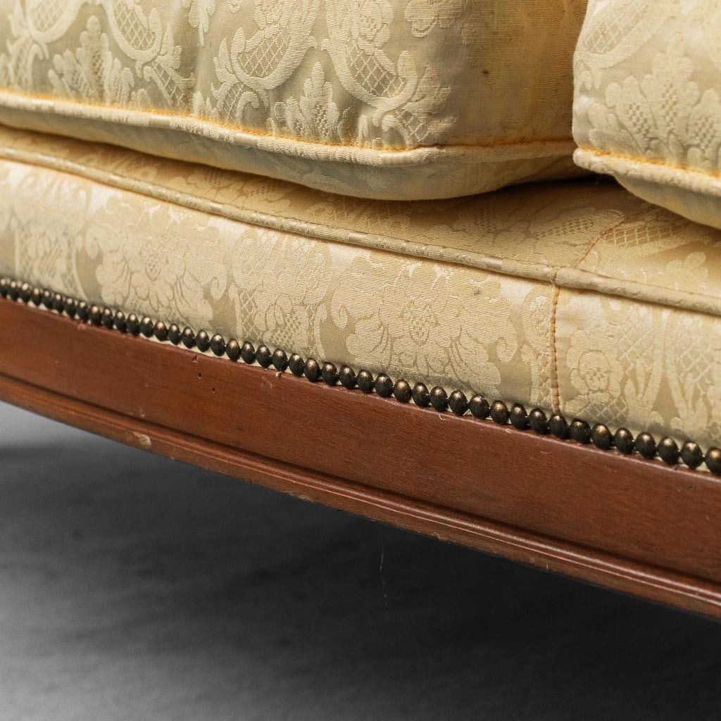 3 Seater Sofa Louis Philippe Style Wood Fabric Yellow XIX photo buy