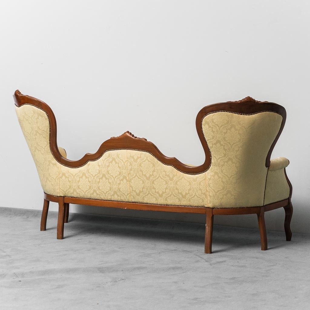 photo for sale 3 Seater Sofa Louis Philippe Style Wood Fabric Yellow XIX