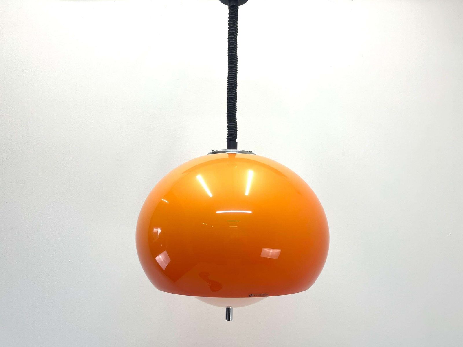Space Age Meblo Lamp / Orange Pendant Lamp / Meblo Yugoslavia 70s / Ball Lamp / Futuristic Ceiling Light / Adjustable Lamp photo for sale