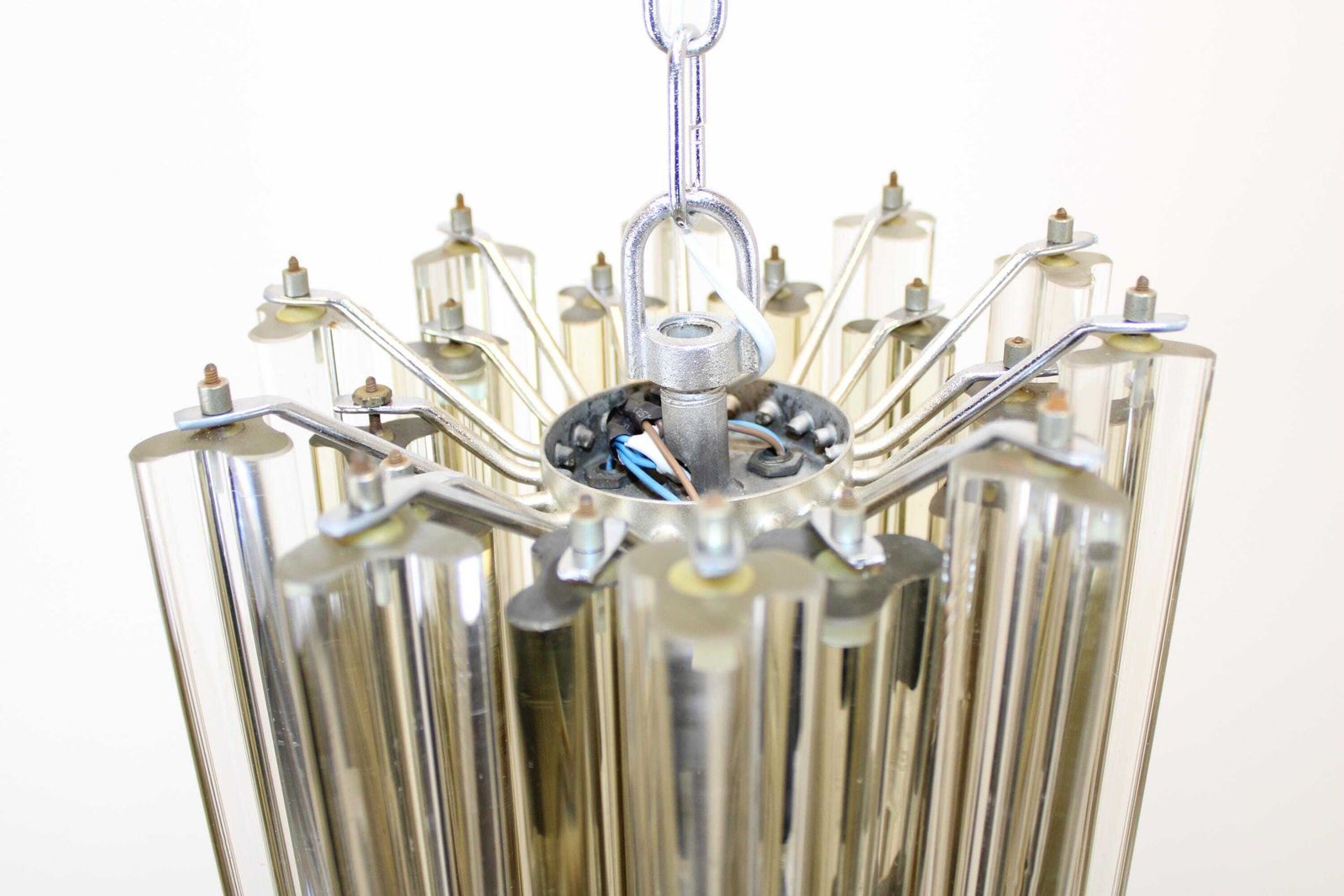 Murano Glass Crystal Prism Chandelier From Venini / Original / Made In Italy 1960s / Special Rare Lamp / Chrome Chandelier / Elegant Lamp photo Lighting