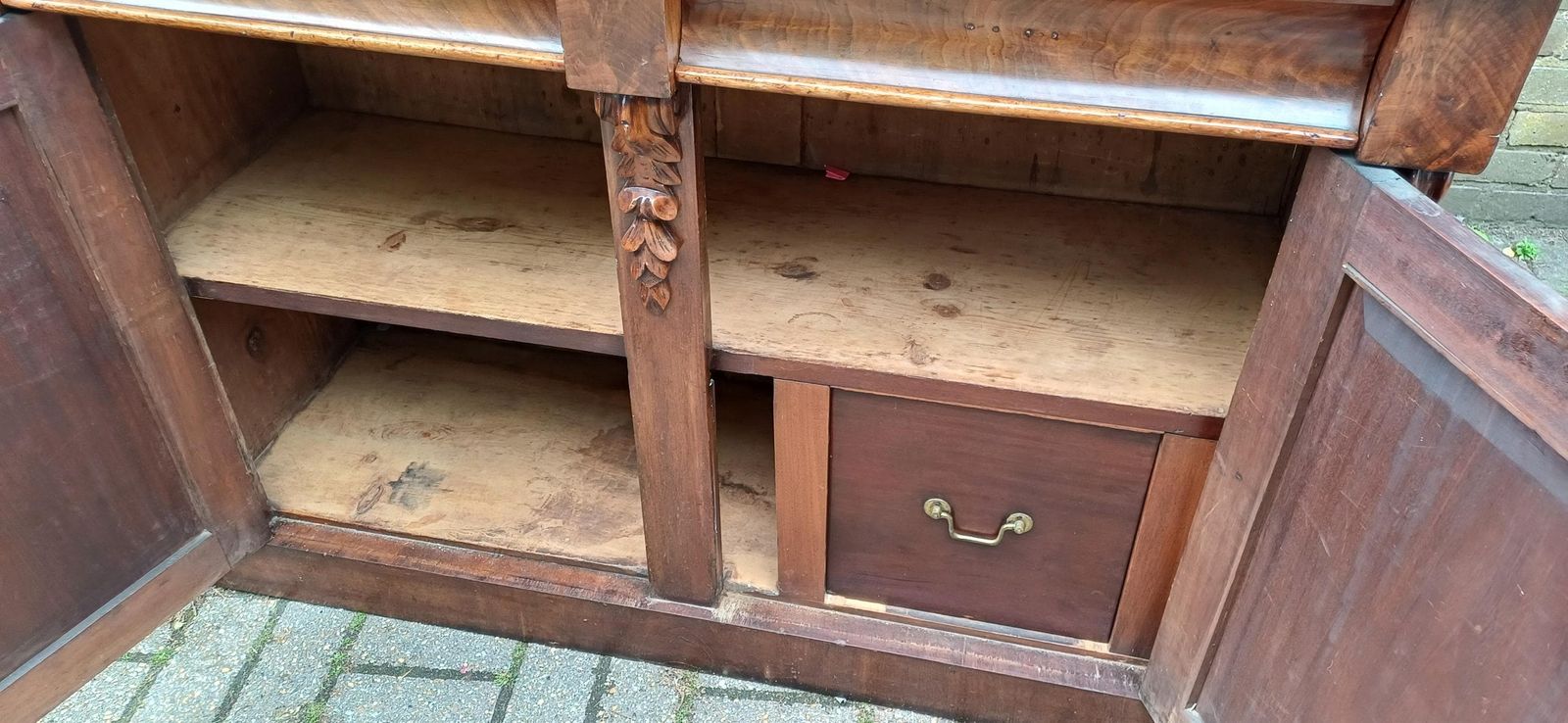 Antique Victorian Mahogany Sideboard Buffet Cabinet | Carved Mirror Back | English 19th Century Furniture photo furniture