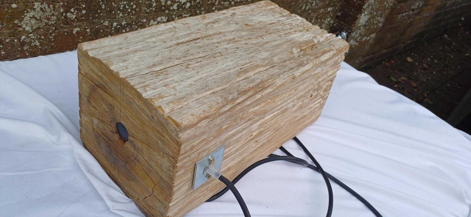 Vast Rustic Reclaimed Wood Log Table Lamp Natural Driftwood Timber Lamp Base With Cracks And Grain Industrial Style Pat Tested Working 15 Kg photo vintage